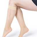 Silky Toes Sheer Knee High Stockings for Women, 6 Pairs Nylon Trouser Socks (Queen Plus)