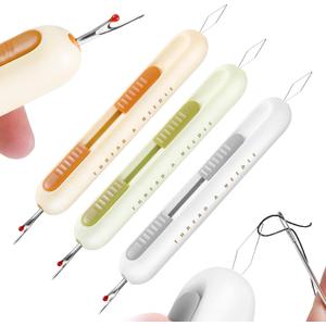 3 Pack Upgraded 2 in 1 Automatic Needle Threaders Seam Ripper,Sewing Machine Needle Threader Tool,Dual-End Design for Easy Threading, Unthreading, Fabric Crafting and Sewing Supplies