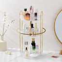 Aveniee Crystal Three-Layer 360 Rotating Cosmetic Stand, Premium Solid Metal Pole Sturdy Construction, Translucent Revolving Beauty Storage Unit for Vanity, Sink or Bathroom Shelf, White