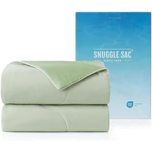 Snuggle Sac Natural Viscose Cooling Comforter Twin/Queen/King Size, Breathable Silky Cooling Bedding with Q-Max>0.45 for Bedroom, Hot Sleepers & Night Sweats (Sage Green, Full/Queen (90"x90"))