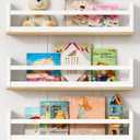 Harwaya Floating Nursery Book Shelves for Wall, 24 Inch Long Wall Bookshelf for Kids Room, White and Natural Wood Hanging Bookshelves for Baby Toddler Childrens Kids Bedroom Bathroom (Set of 3)