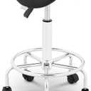 Physa Frankfurt Black Saddle Stool with Wheels, Height-Adjustable, Roller Stool, Ergonomic Work Stool (Black, up to 150 kg, Height 57-69 cm, Faux Leather, 360° Rotatable)