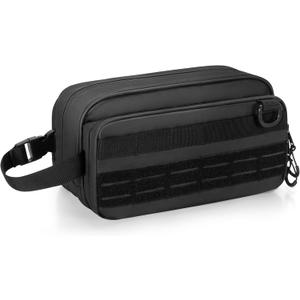 Toiletry Travel Bag for Men Tactical Hygiene Bag, Shaving Kit Toiletries Organizer Dopp Kit with Large Capacity, Black (Empty Bag Only)