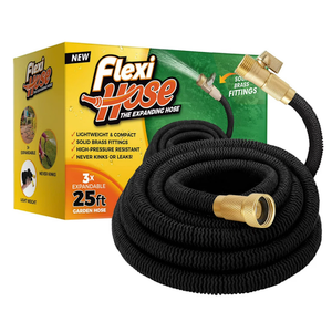 Flexi Hose 25 Foot Expandable Garden Hose | Extra-Strength, Flexible, Lightweight (25 ft, Black)