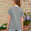 ZDC Girls Short Sleeve Shirts Crewneck T Shirts Kids Summer Tops Basic Tees 5-14 Years (Gray)