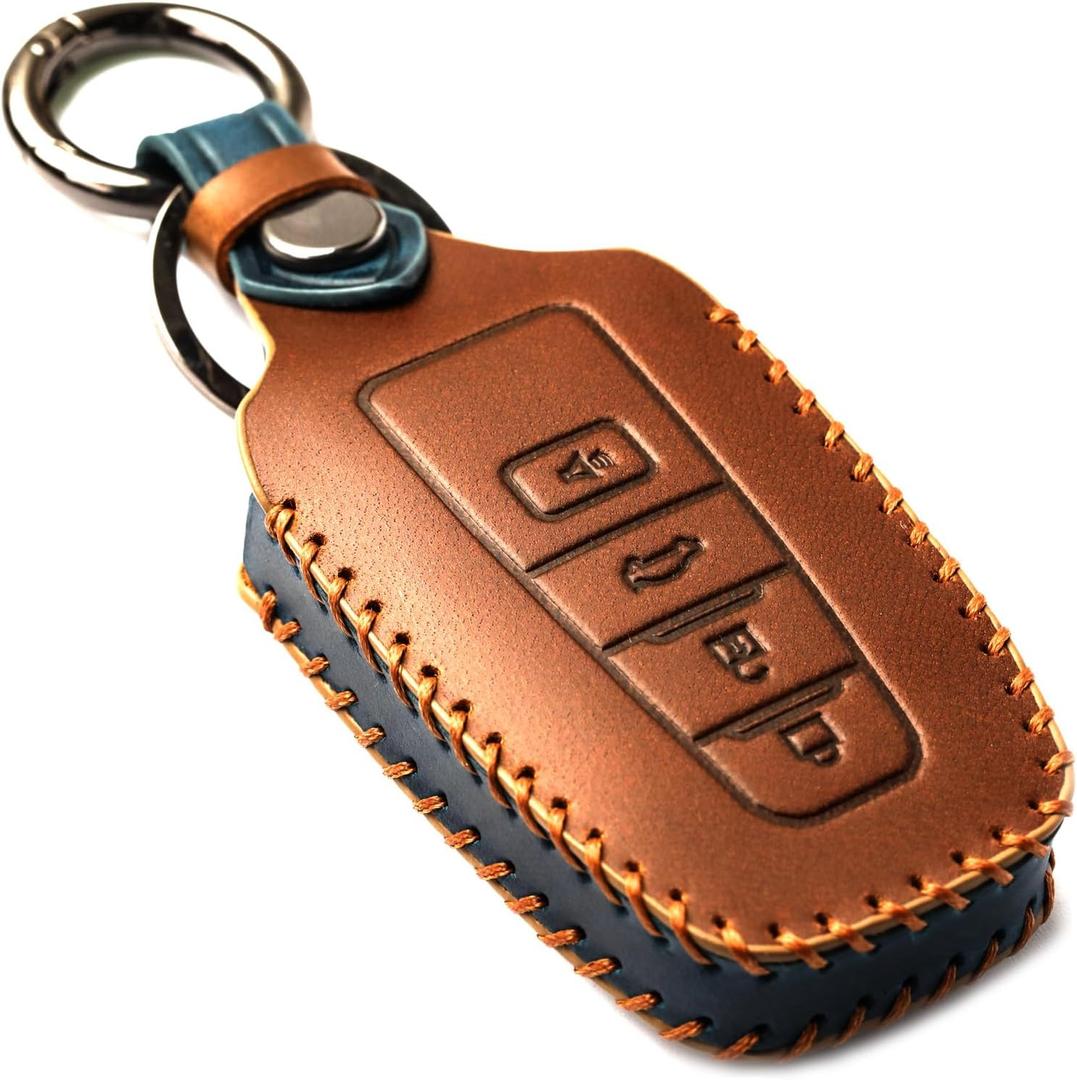Key Fob Cover Compatible with 2018-2025 Toyota Camry RAV4 Highlander Avalon C-HR Prius Corolla GT86 Smart Key (4b-brown)