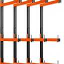 4 Pack Lumber Rack Wall Mount, Heavy Duty Wood Storage Racks, 6-Level System Organizer Shelving, 720 LBS Capacity Hanging Garage Shelves, Orange Brackets Utility Metal Shelf for Indoor and Outdoor