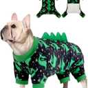 CuteBone Dinosaur Costume Dog Pajamas, Stretchy Spandex Crystal Velvet Sleepwear Coat for Small Dogs, Soft & Warm Pet Outfit Clothes for Cold Weather, Cozy Pullover Design, Large
