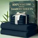 DECOLURE 100% Viscose Derived from Bamboo Sheets King Size 6pcs - Ultra Soft & Luxuriously Cooling, 17" Deep Pocket, Double Stitching, Perfect for Hot Sleepers - King Bed Sheets (Navy Blue)