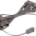 Novelty Lights 25 Foot C7 Outdoor String Light Christmas Stringer - Patio String Lights - Candelabra Base (C7/E12) - 12" Spacing - Brown Wire