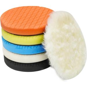 Autolock 5" Buffing Polishing Pads, 6Pcs 5.6inch 140mm Face for 5 Inch Backing Plate Compound Buffing Sponge and Woolen Pads Cutting Polishing Pad Kit for Car Buffer Polisher, Polishing and Waxing