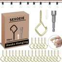 50 PCS Gold Eye Screw Hooks for Hanging Heavy Duty with Safety Buckle.Metal Ceiling Hooks for Hanging Plants Cup Wind Chime Bird Feeders Patio Lights at Indoor&Outdoor
