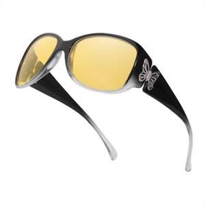 Myiaur Night Vision Driving Glasses for Women, Polarized Yellow Lens Nighttime Glasses for Glare Reduction