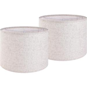 Large Drum Lamp Shades Set of 2 Oatmeal Linen Lampshade 16" Top x 16" Bottom x 10" High (Spider) Farmhouse Lampshade for Table & Floor Lamp - Lampshade Replacement By GO&SO