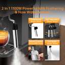 MAttinata Espresso Machine 20 Bar, Espresso Coffee Maker with Professional Milk Frother Steam Wand for Cappuccino & Latte, 60oz Removable Water Tank for Home，Stainless Steel