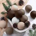 Hollowfly 12 Pcs Neutral Matte Christmas Ball Ornaments 2.4 Inch Rustic Boho Cream Beige Tan Brown Xmas Bulbs Ornament Vintage Xmas Baubles Modern Christmas Decor for Tree Farmhouse Decor