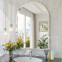 Frameless Bathroom Mirror, 24"x32" Arched Bathroom Vanity Mirrors for Beveled Edge, Arched Wall Mirror, Decorative Arch Mirrors for Bedroom, Entryway, Living Room