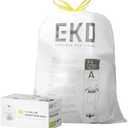 EKO Easy-Dispense Roll 80 Count Extra-Strong Drawstring Small Trash Bag, 1.6 Gallon Trash Bag (3-6L) 1 Pack White, Code A