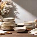AmorArc Ceramic Dinnerware Sets for 8, 24Pcs Plates and Bowls Sets Dishes | Stoneware Handmade Reactive Glaze Dinner Set, Highly Scratch Resistant | Dishwasher & Microwave Safe Dishware