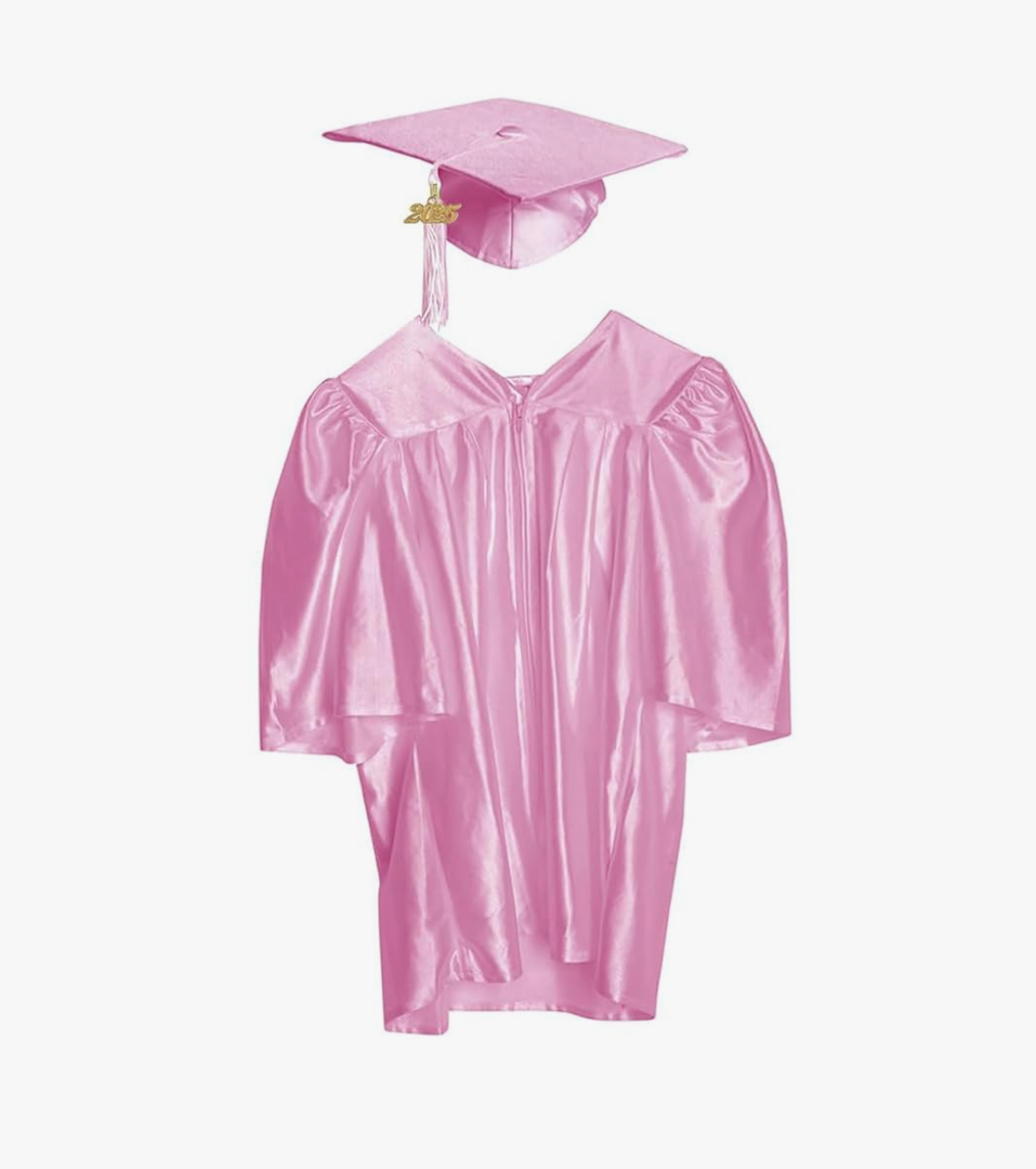 Happy Graduates Shiny Child Graduation Cap, Gown, Tassel and 2025 Charm Set, Kindergarten Graduation and Kids Preschool S