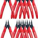 170 Wire Cutters, 10 PACK, 5 Inch Micro Flush Cutter, HOUSERAN Small Wire Cutters Spring Loaded Cutting Pliers, Side Cutters, Diagoanl Cutters for Jewelry Making, Models, Zip Ties Plastic Wire Snips