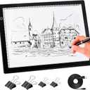 comzler A4 LED Light Board, 3 Level Dimmable Brightness USB Power Artcraft Light Table for Tracing, Light Drawing Sketch Pad for Animation, Sketching, Drawing, Stenciling, Artists - Black