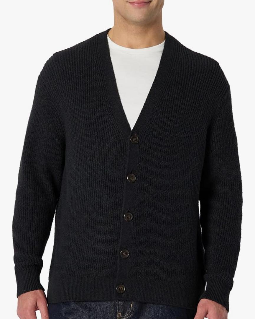 Amazon Essentials (Demi's Pick) Men's Relaxed-Fit Cotton Blend Cardigan L Black