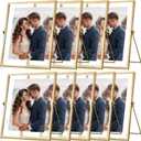 Treela 9 Set Gold Frames 8x10 Inch for Picture Sizes 6x8, Metal Glass Vintage Brass Floating Photo Frame Vertical Tabletop Display for Wedding Home Office Desk Decorations(Frame Size 8x10 Inch)