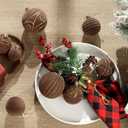Suzile 36 Pcs Velvet Christmas Tree Ornaments Flocked Christmas Ball Decorations Xmas Balls Handing Ornaments for Xmas Tree Holiday Wreath Garland Birthday Wedding(Brown)