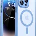 CANSHN Magnetic Compatible with iPhone 14 Pro Case, Upgraded [Full Camera Protection] [Compatible with Magsafe] [Translucent Matte] Shockproof Protective Phone Case Cover 6.1 Inch - Light Blue