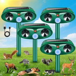 2026 Upgraded Solar Ultrasonic Animal Repellent Outdoor, Deer Repellent Devices & Cat Deterrent with Motion Sensor, Waterproof Solar Animal Repeller for Squirrel Dog Raccoon Rabbit for Yard Garden