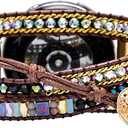 Boho Stone Watch Strap Compatible with Samsung Galaxy Watch 3 45mm, Women Men 22mm Wristband Handmade Natural Stone Colorful Jasper Strap for Galaxy Watch 46mm /Gear S Smart Watch