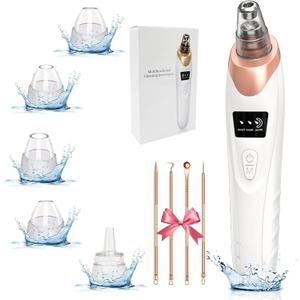 2026 Pore Vacuum, USB Rechargeable Blackhead Remover Vacuum,3 Levels Adjustable Pore Vacuum Blackhead Remover, with 5 Suction Power,6 Probes,Face Vacuum Pore Cleanser for Women & Men-White