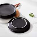 Matte Ceramic Appetizer Plates 6 Inch,Small Mini Dessert Plates Set of 4,Microwave and Oven Safe Snack,Bread,Butter Dessert,Pie,Cake Plates Cat Dishes(6 inch,Black)