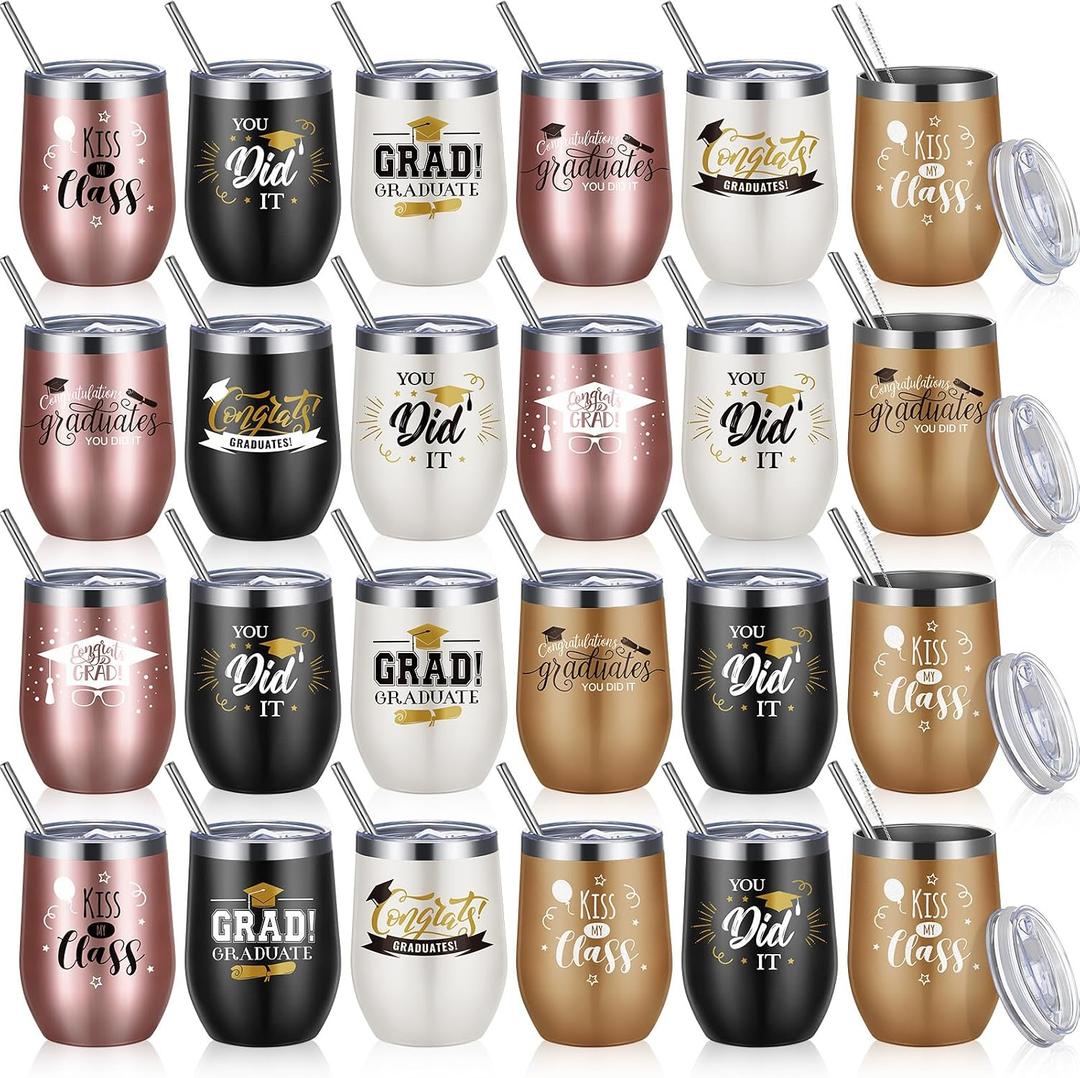 Meanplan 24 Pcs Graduation Gifts Bulk Class of 2026 Graduation Gifts with Wine Tumbler for College High School Student Her Him Grad Party Favors Supplies