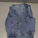 MakeMeChic Women's V Neck Sleeveless Denim Jacket Single Breasted Crop Top Y2k Jean Vest (Large)