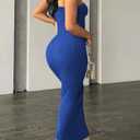 Nimsruc Women Summer Bodycon Tube Maxi Dress Strapless Casual Party Long Dresses Sexy Sundresses (Blue, XXL)