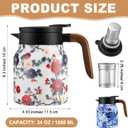 LemonRoad 2 Pcs Vintage Floral Pattern Tea Pot, Vintage Teapot with Infuser, Floral Pattern Tea Pot with Lid, Wooden Handle Thermal Carafe for Hot Drinks Coffee (White, Blue and White Porcelain)