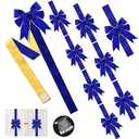 Hotop Set of 8 Christmas Cabinet Ribbon Bows with Pin Christmas Hanging Decoration Christmas Cabinet Door Bows for Kitchen Cabinets Christmas Festive Party Supplies(Blue, Velvet)
