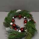 Timer - 20 Inch Real Touch Christmas Wreaths for Front Door, Lighted Christmas Wreath with 30 Lights Norfolk Pine Aspen Fir Needles & Cypress Leaves Balls Berries Xmas Wreath for Home Outdoor Indoor