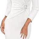 VFSHOW Womens Elegant Notch Neck Ruched Cocktail Party Work Office Business Church Bodycon Sheath Dress (Medium, Black)