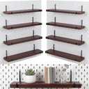 Novabright 8 Pcs Walnut Color Pegboard Shelves Set with Metal Brackets Hooks 11.8 x 4'' Wall Wooden Pegboard Shelving Heavy Duty Accessories for Crafts Office Garage Home Workbench