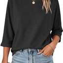 Orchidays Women's Casual 3/4 Sleeve T Shirts Basic Crew Neck Relaxed Fit Summer Tee Tops (Gray, XXL)