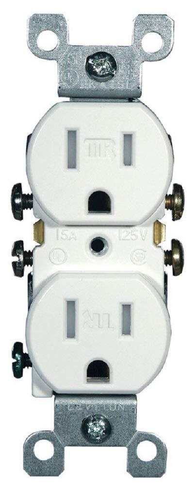Leviton 15 Amp 125 Volt Tamper Resistant Duplex Receptacle, 10 Pack, T5320-WMP, White