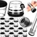 Chunful 32 Pcs Chair Leg Floor Protectors TPE Classroom Chairs & Desks Leg Covers with Quiet Felt Sliders Prevent Floor Scuffs & Scratches Desks Foot Caps Pads Teacher Classroom Supplies (Black)