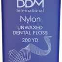 DDM International Nylon Unwaxed Dental Floss - with Dispenser Box 200 Yards Plaque Removal Translucent Purple Case - Teeth & Gum Protection for Adults