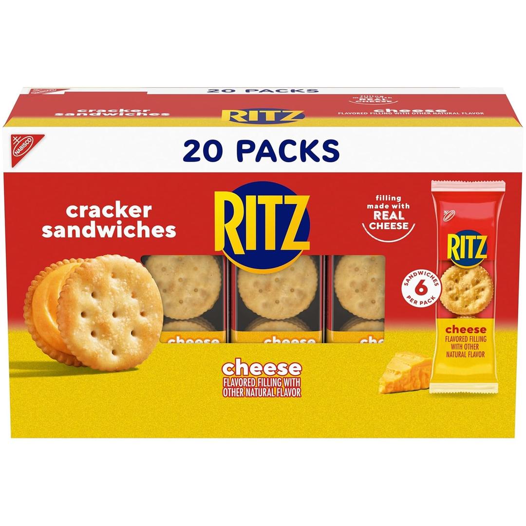 RITZ Cheese Sandwich Crackers, Lunch Snacks, 20 Snack Packs (EXP 07/27/25)