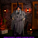 ELAMAS Animatronics 64 inch Dancing Witch Halloween Decorations - Sound Activated with Creepy Sound, Spooky Move, Light Up Eyes, Haunted House Scary Decor Horror Prop for Indoor, Outdoor, Yard Lawn