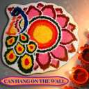 Drydiet 20 Inch Diwali Rangoli Mat Decorations Indian Diwali Door Mat for Home Peacock and Petals Decoration Non Slip Washable Rug for Indian Traditional Pooja New Year Entrance Gift