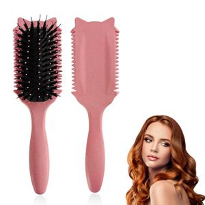 2 x Curl Defining Brush, Curly Hair Brush for Curls, Waves and Coils, Volumizing and Detangling Brush for Women, Reduces Frizz and Pulling, Defines and Shapes Curls Gently (Pink)